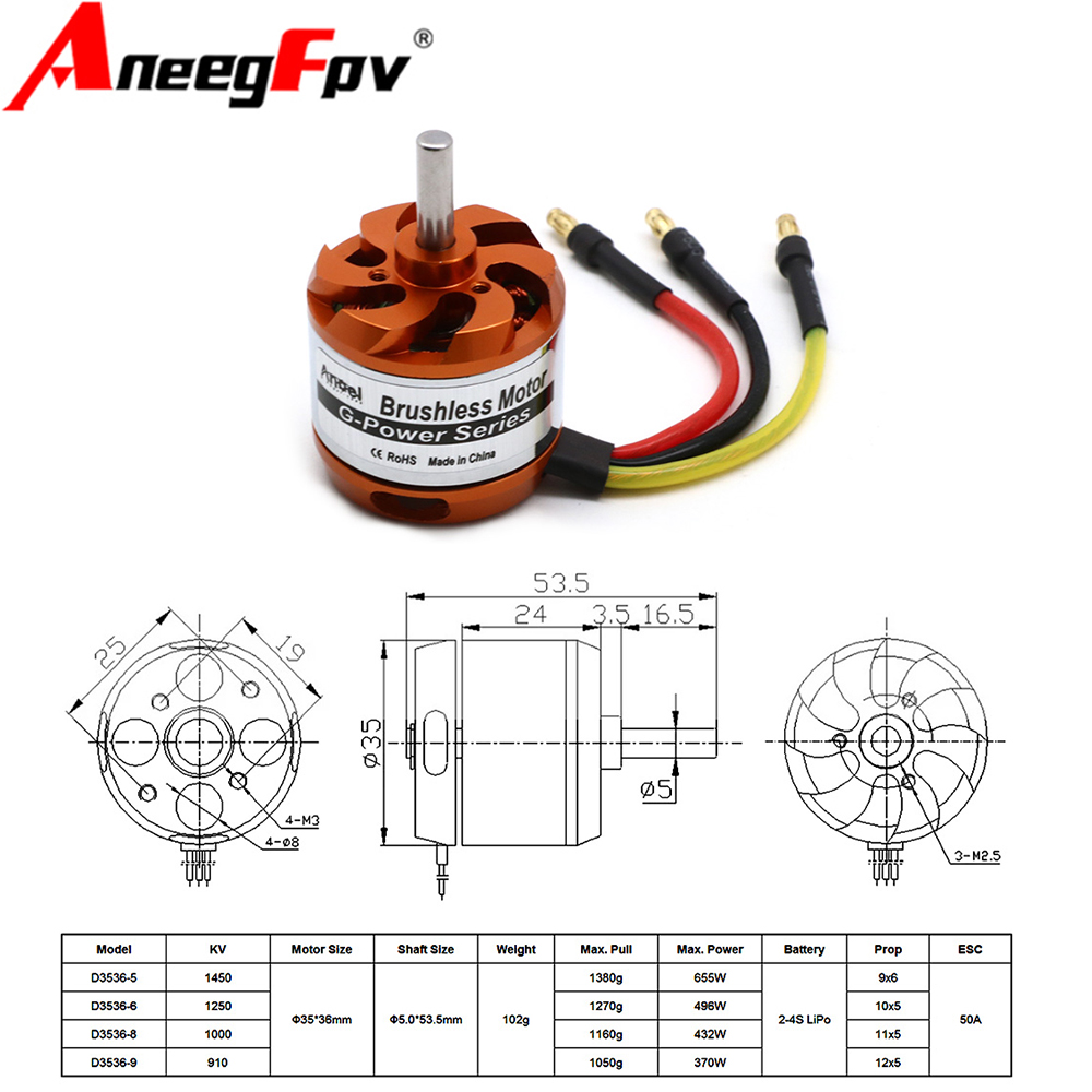 Rc Helicopter Motor - D3536 910KV 1000KV 1250KV 1450KV Fırçasız