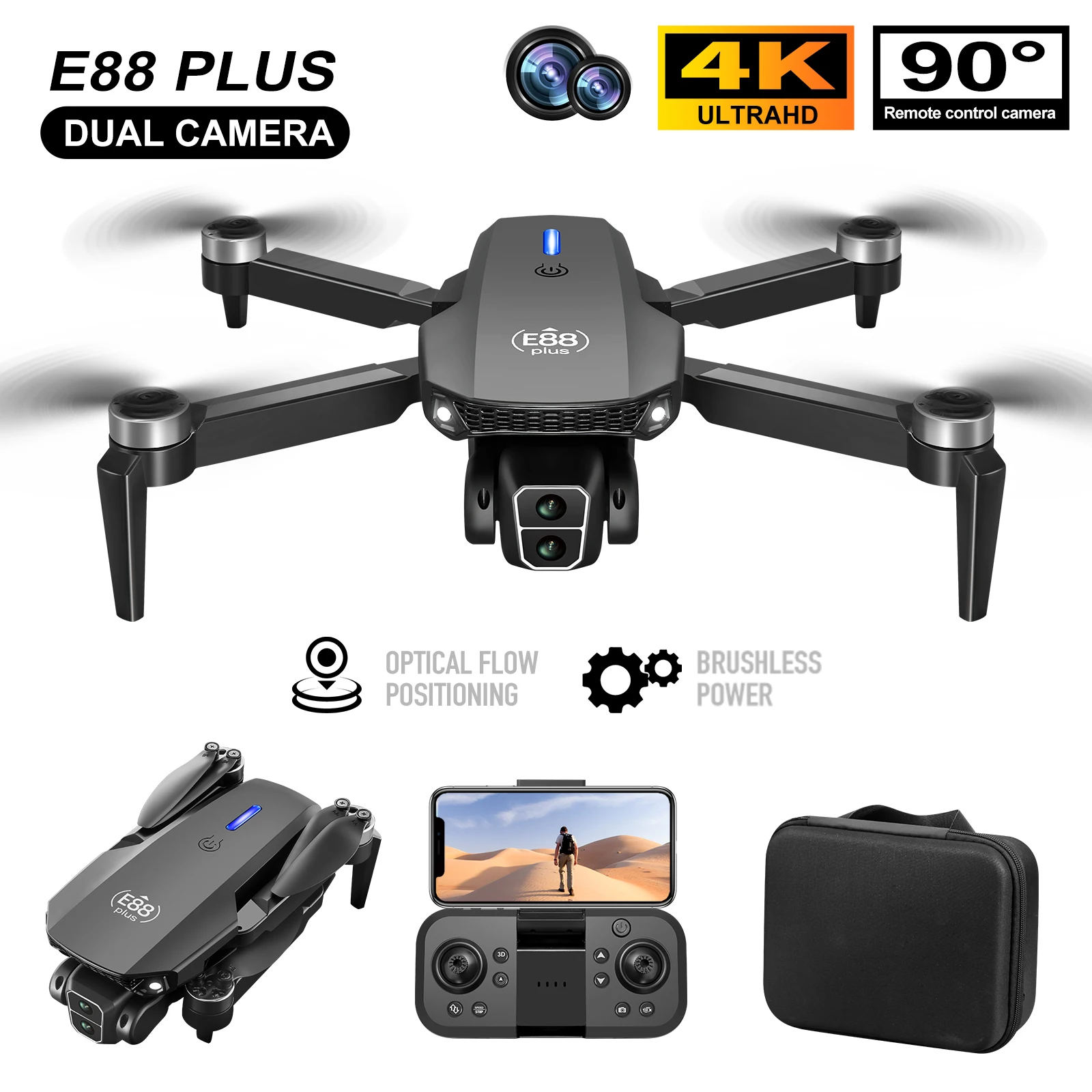 Rc Helicopter Case - Yeni E88 Plus Quadcopter Drone: 90